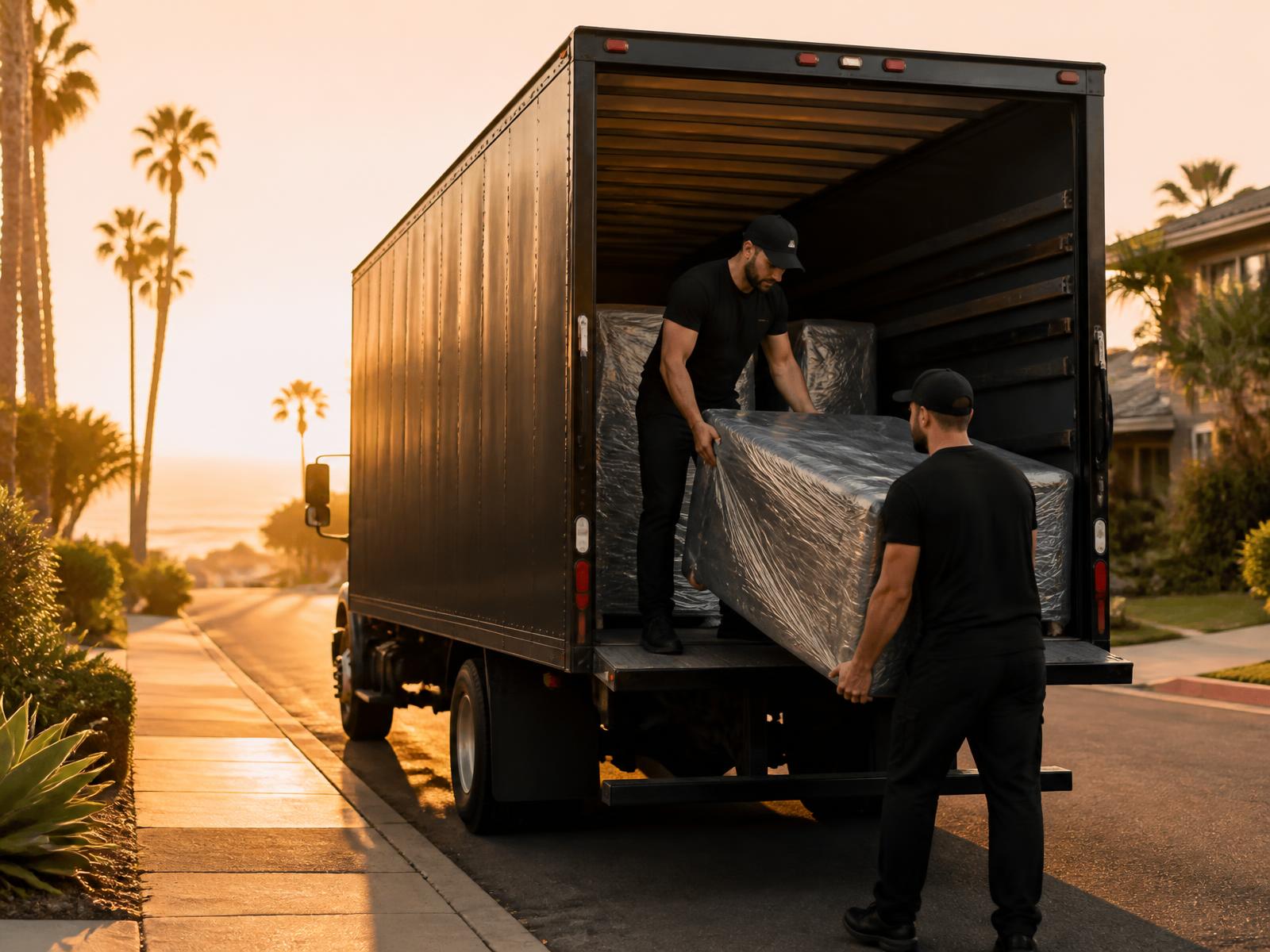 EGA Moving Co crew loading wrapped furniture into a moving truck in Sacramento